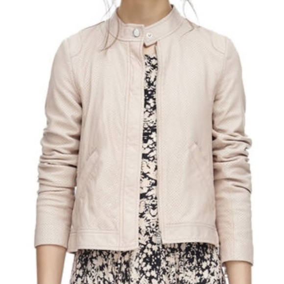 REBECCA TAYLOR Perforated Lamb Leather Bomber Moto Zip Up Pink Jacket Women's 8 - Picture 3 of 12